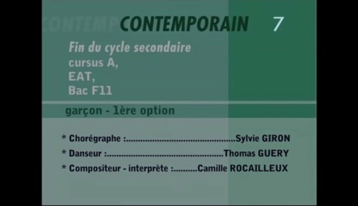 Miniature de la vidéo Epreuves de danse 2004. Danse contemporaine. Variation 7 garçon 1ère option