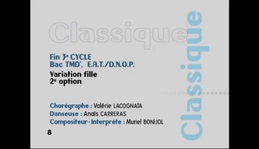 Miniature de la vidéo Epreuves de danse 2008. Danse classique. Variation 8 fille 2e option