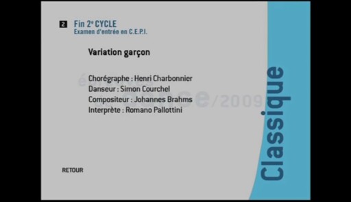 Miniature de la vidéo Epreuves de danse 2009. Danse classique. Variation 2 garçon