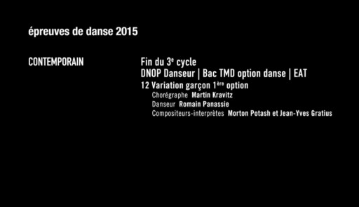 Miniature de la vidéo Epreuves de danse 2015. Danse contemporaine. Variation 12 garçon 1ère option