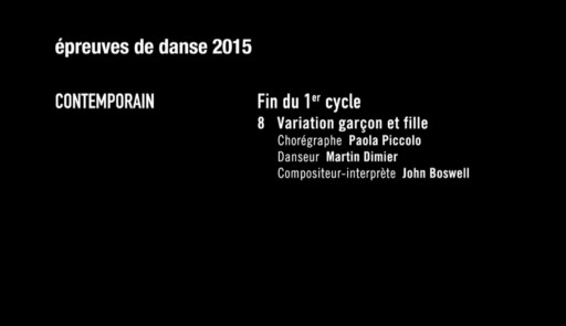 Miniature de la vidéo Epreuves de danse 2015. Danse contemporaine. Variation 8 garçon et fille