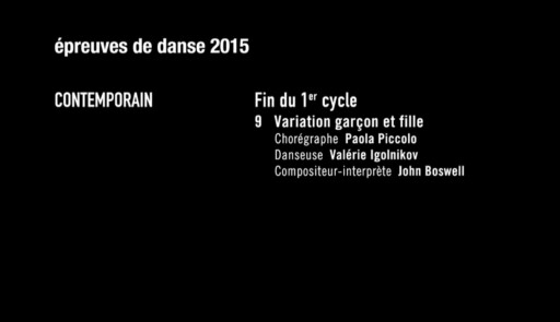 Miniature de la vidéo Epreuves de danse 2015. Danse contemporaine. Variation 9 garçon et fille