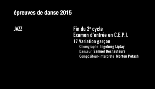 Miniature de la vidéo Epreuves de danse 2015. Danse jazz. Variation 17 garçon