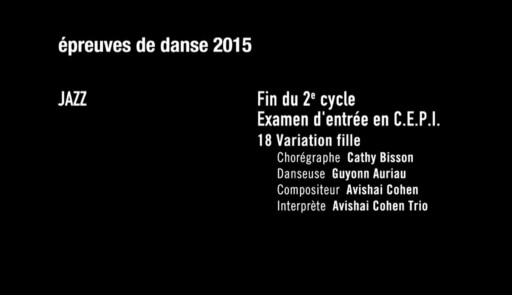 Miniature de la vidéo Epreuves de danse 2015. Danse jazz. Variation 18 fille