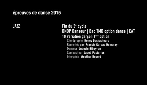 Miniature de la vidéo Epreuves de danse 2015. Danse jazz. Variation 19 garçon 1ère option