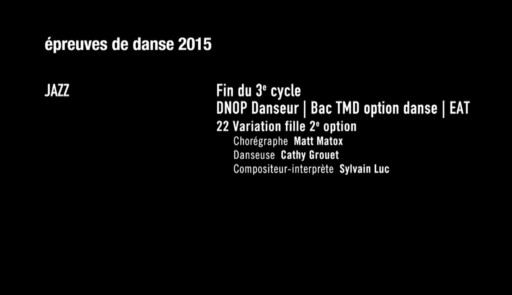 Miniature de la vidéo Epreuves de danse 2015. Danse jazz. Variation 22 fille 2e option